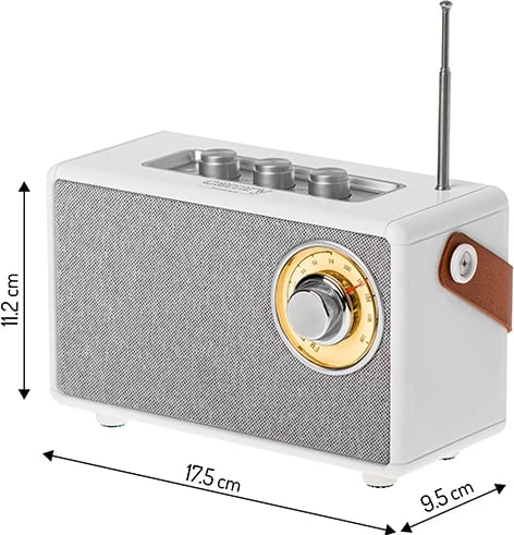 Altoparlant Bluetooth me radio FM, Adler, CR 1902, 5 W, Bluetooth 5.1, 1500 mAh, TWS, SD/USB/AUX, i bardhë