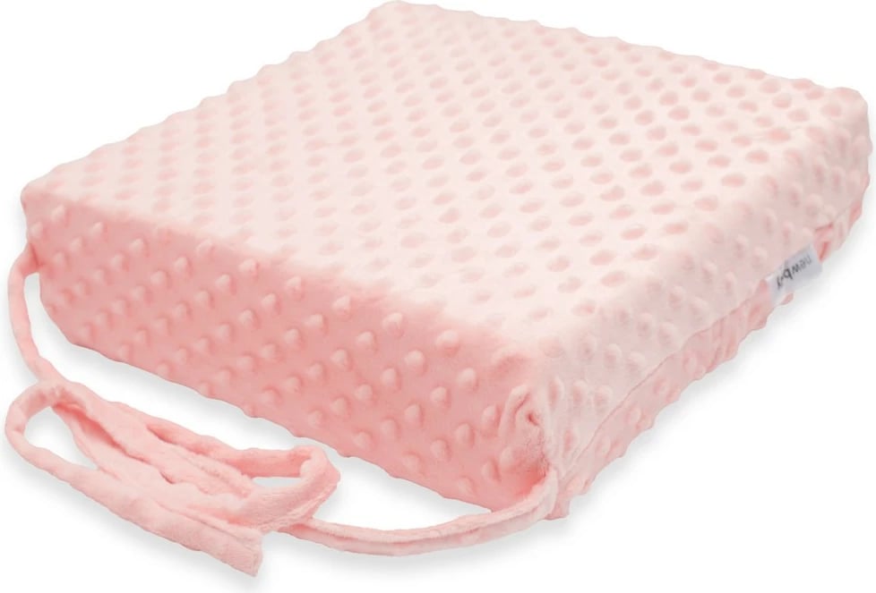 Jastëk ndenjëse për fëmijë, New Baby, STANDARD Minky, shkumë poliuretani 8 cm, 32x32x8 cm, rozë