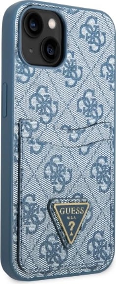 Mbështjellës Guess GUHCP13SP4TPB për iPhone 13 mini 5.4", kaltër, me xhep kartelash