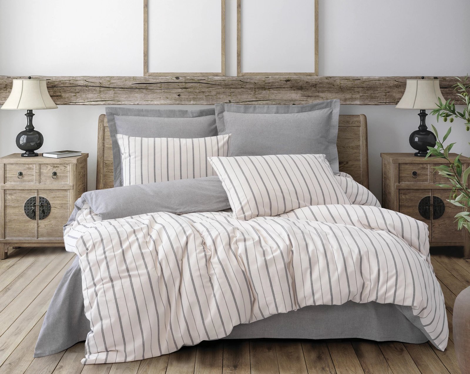 Set mbulesash për jorgan dopio, L'essentiel, Unus, gri-bardhë