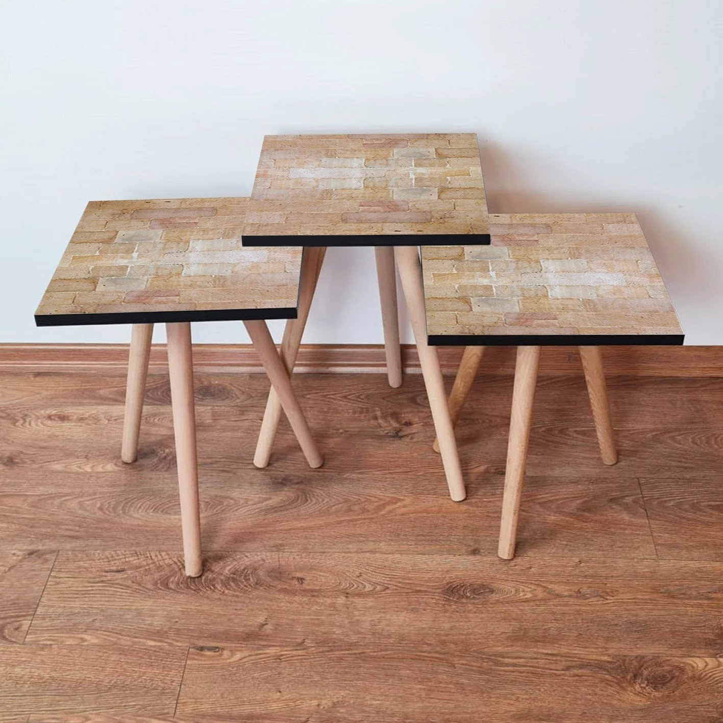 Set tavolinash ndihmëse të mbivendosura, 3 copë, Skye Decor, 3Shp223, ngjyrë bezhë