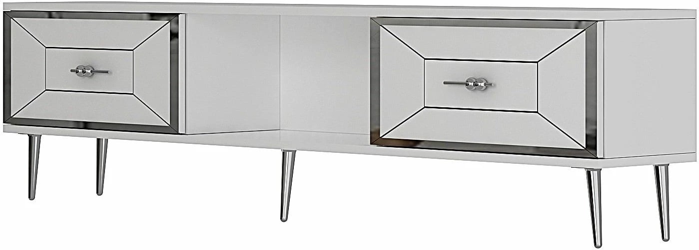 Komodë TV Skye Decor, Arno, e bardhë, argjend