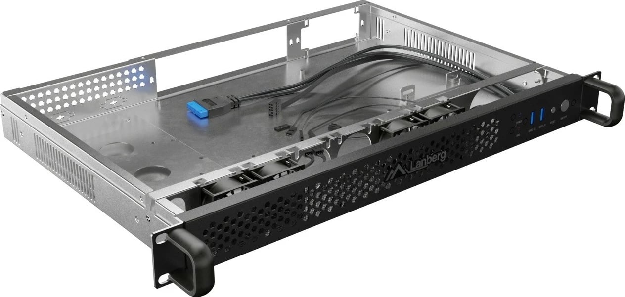 Kasë serveri RACK 1U Lanberg SC01-3001-10B Mini-ITX, 19", 4x40mm PWM, 1 PCI, FLEX PSU, 2x USB 3.0, 300mm e zezë
