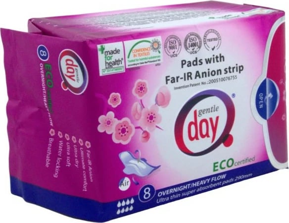 Peceta natësore me strip anion Gentle Day 8 copë