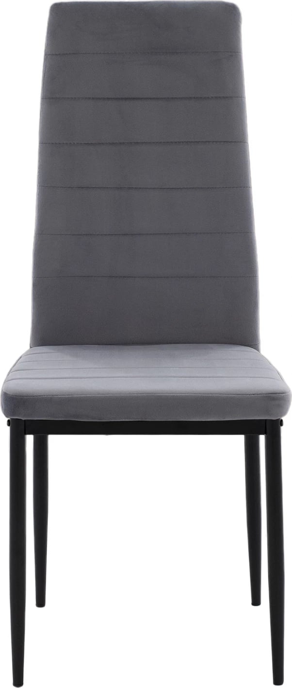 Karrige metalike FH0037.31, kadife gri, me kornizë metalike, set prej 4 copash