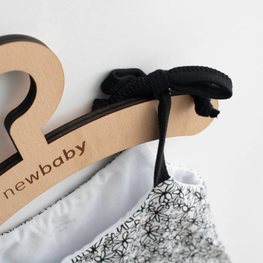 Set veror 2-pjesësh, NEW BABY, Be Happy, 100% pambuk, për vajza, madhësia 62 (3-6m), bardhë/zi me lule