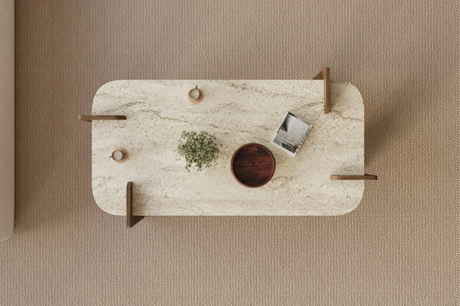 Tavolinë kafeje Skye Decor, Leapiri - Travertin, Ar