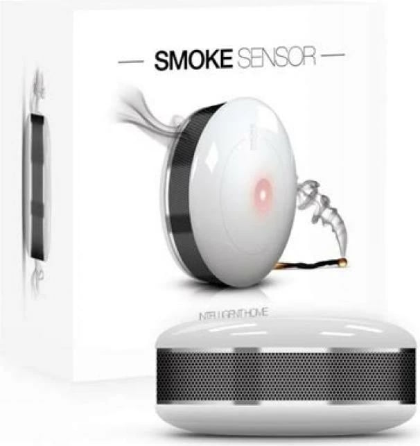 sensor tymi FIBARO FGSD-002 (FGSD002), për automatizim shtëpie, kompakt 95x95x35 mm, i bardhë