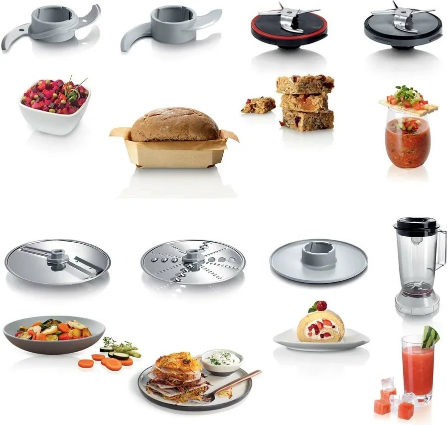 Robot kuzhine, Bosch, MCM3501M, 800 W, tas 2.3 L, 2 shpejtësi, Turbo/Pulse, e zezë, me aksesorë