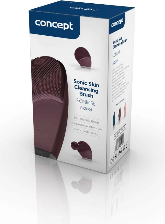 Brushë elektrike fytyre Concept Sonivibe SK9101, 12 intensitete, USB, Burgundy