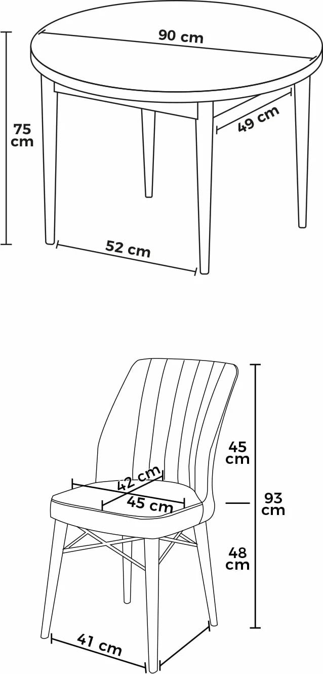 Tavolinë me karrige, 5 copë, Skye Decor, e bardhë, fume