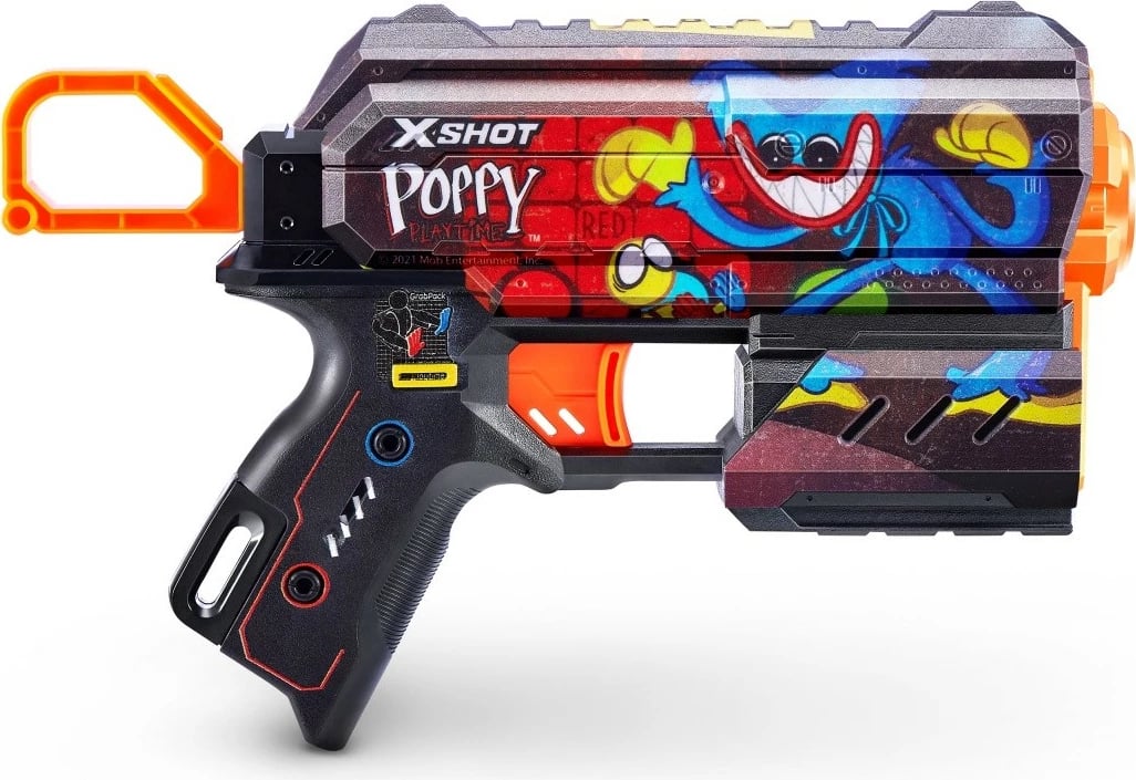 Blaster lodër ZURU X-Shot Flux Launcher 8 Shots Toony, Poppy Playtime, shumëngjyrëshe, set me 8 shigjeta