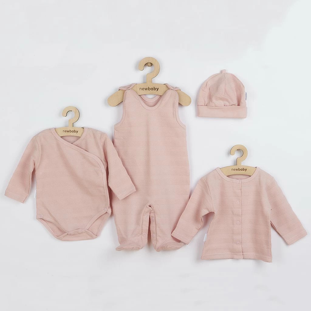 Set foshnje për të porsalindur, New Baby, I AM, 100% pambuk, madhësia 62 (3-6m), rozë, set 4-pjesësh