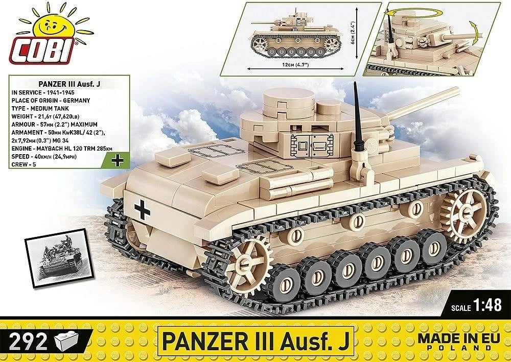 Set ndërtimi COBI Panzer III Ausf. J, ngjyrë kafe e lehtë