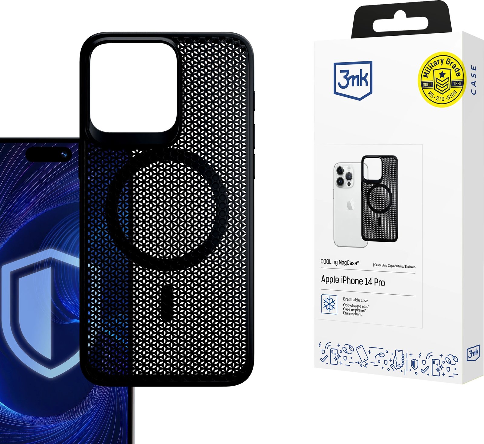 Mbështjellës 3mk COOLing MagCase për iPhone 14 Pro, i zi
