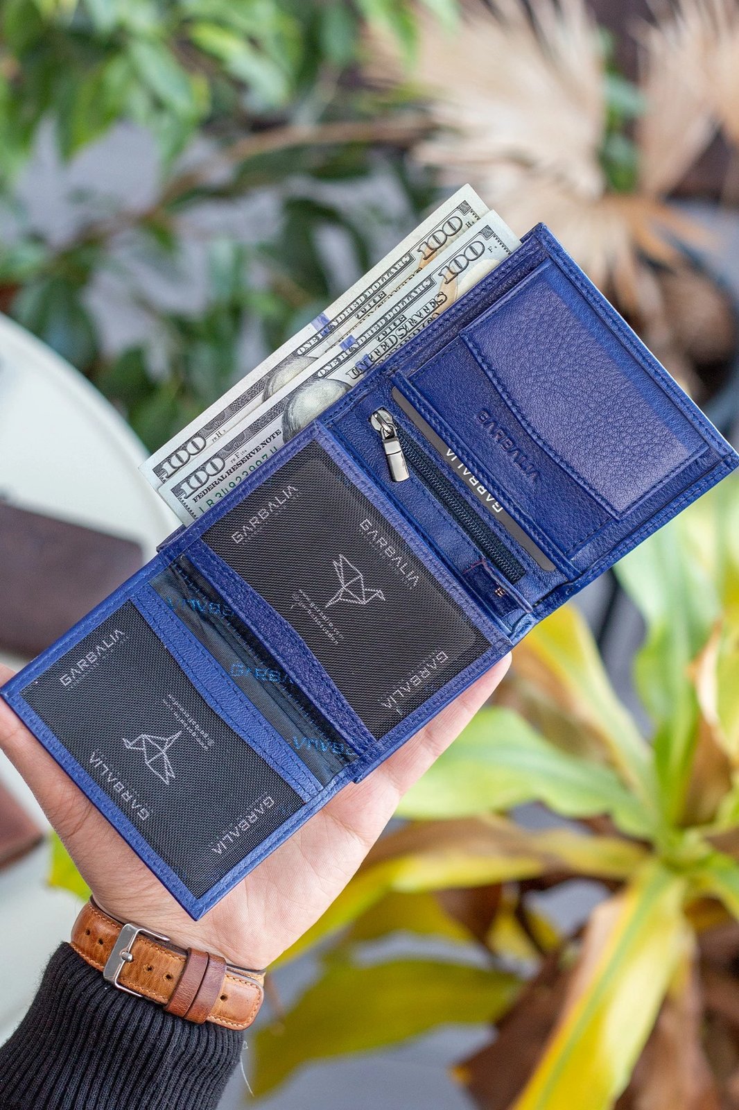 Portofol për burra, lëkurë origjinale, ngjyrë blu e errët, Zoozie Bags Dortmund