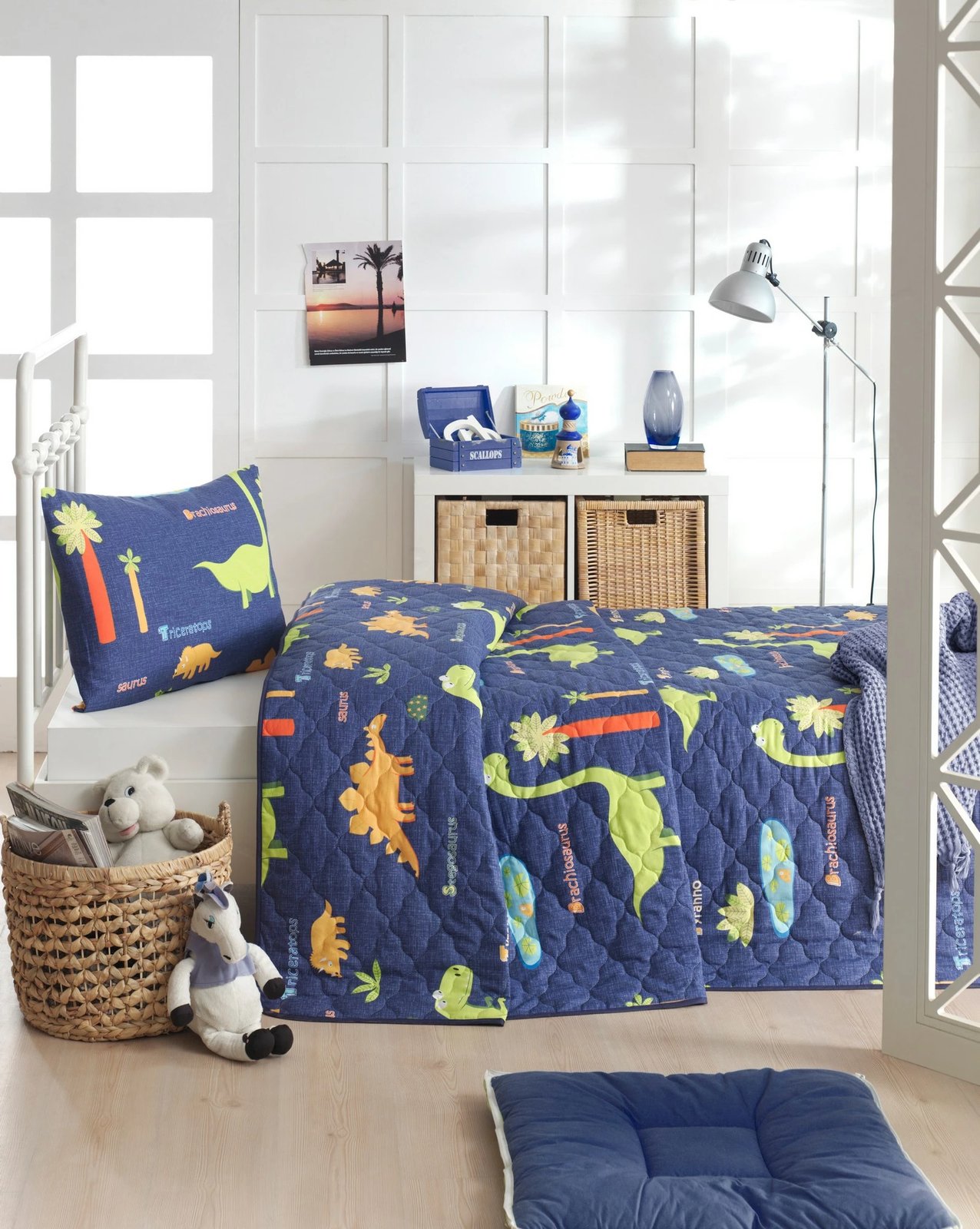 Set mbulesë krevati teke L'essentiel Dinolar, ngjyrë kaltër e errët