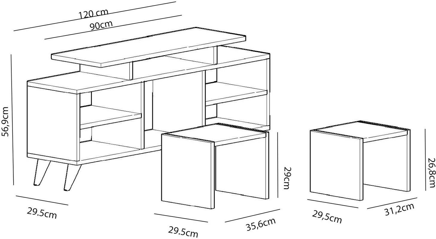 Set komodë TV Hanah Home, Kutay, e bardhë dhe Cordoba