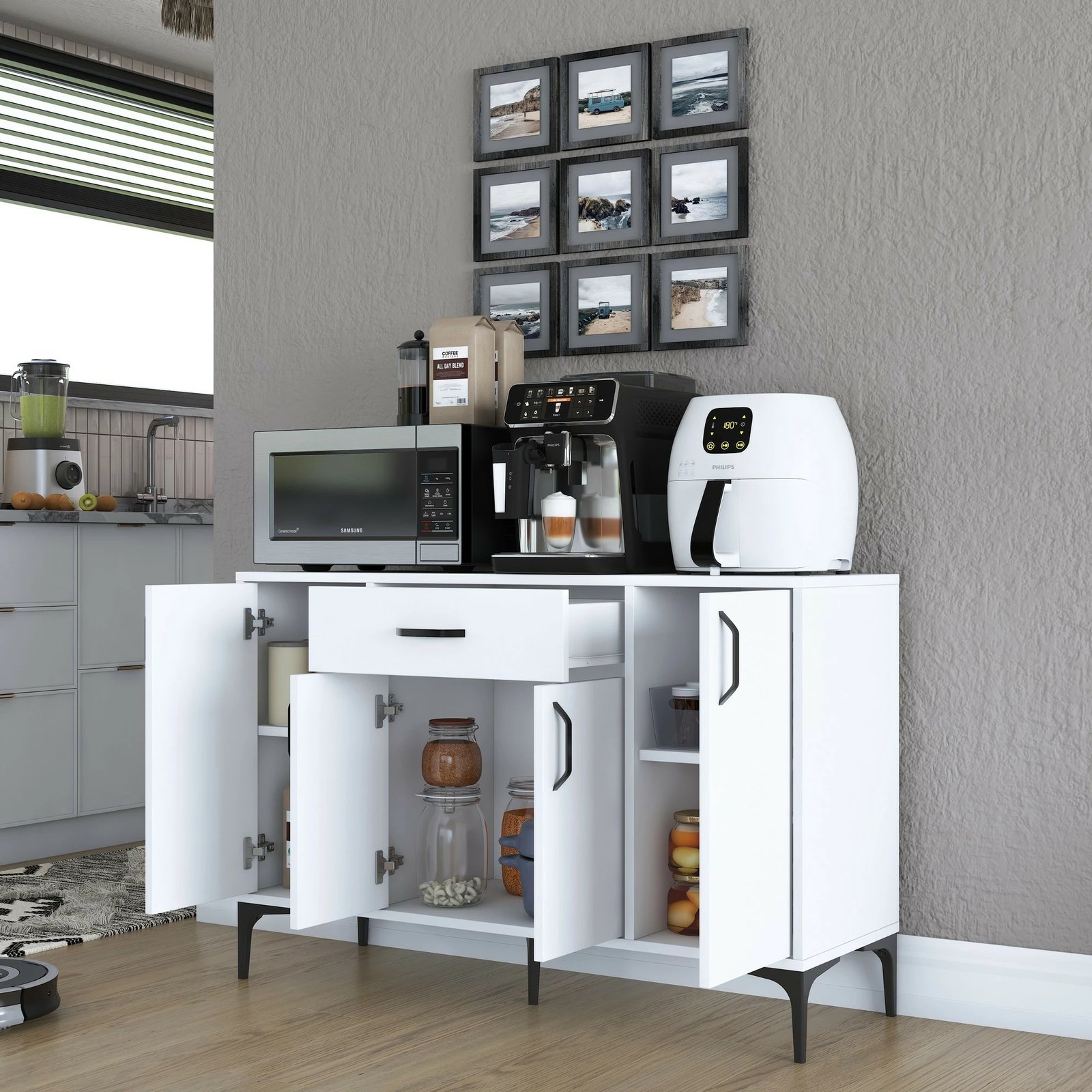 Dollap shumëpërdorimësh, ngjyrë e bardhë, Skye Decor, JE136 - 3144