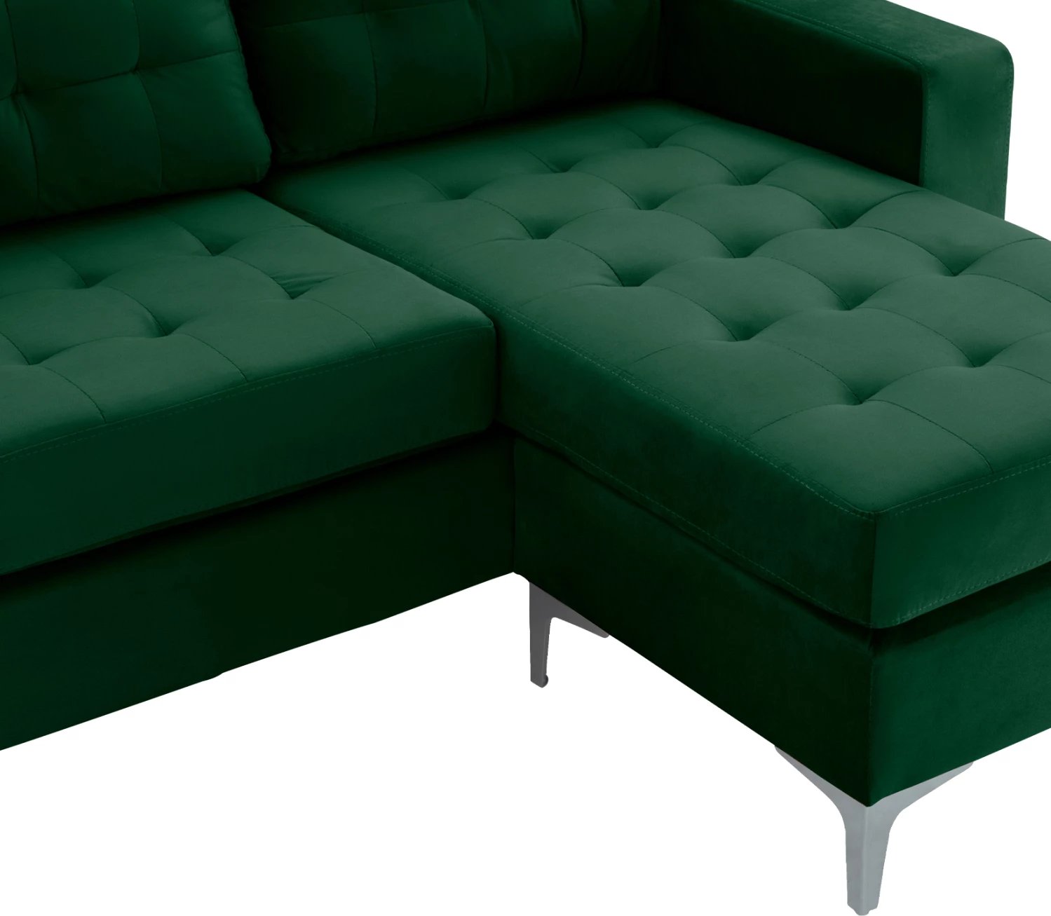 Divan qoshe i kthyeshëm, Santino FH3152.13, kadife jeshile, 190x75-128x82 cm