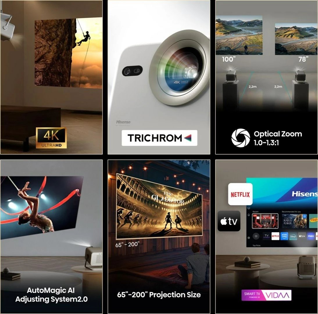 Projektor laser Hisense M2 Pro UHD 4K, gri