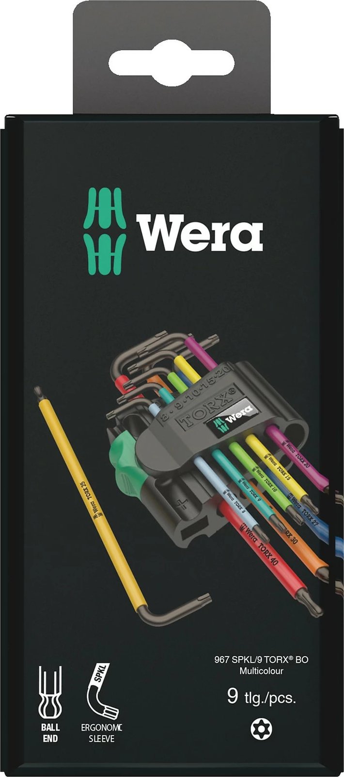 Set çelësa L-torx Wera 967/9 TX BO, 9 copë, çelik, multikolor, 80 mm