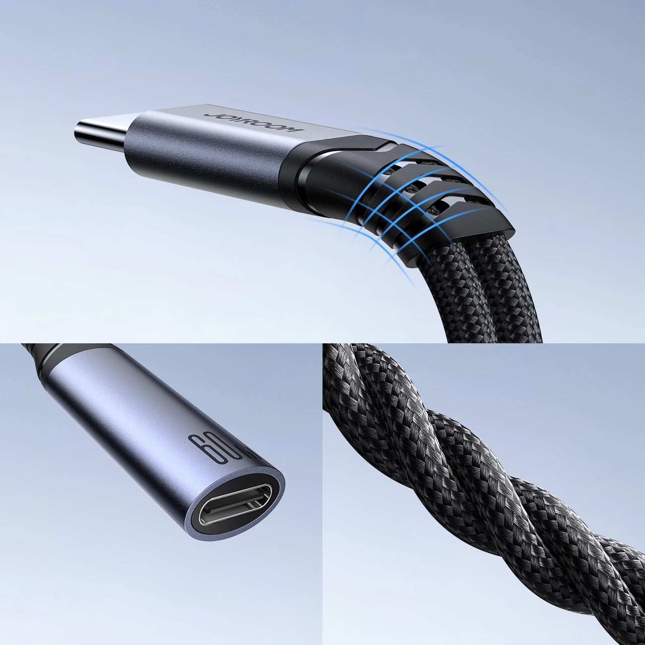 Adapter USB-C në 2x USB-C Joyroom SY-C03, DAC, 60W, i zi Adapter USB-C në 2x USB-C Joyroom SY-C03, DAC, 60W, i zi