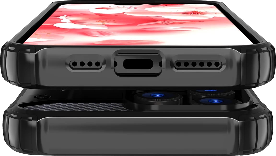 Mbështjellës Hurtel Hybrid Armor për iPhone 16 Pro Max, i zi
