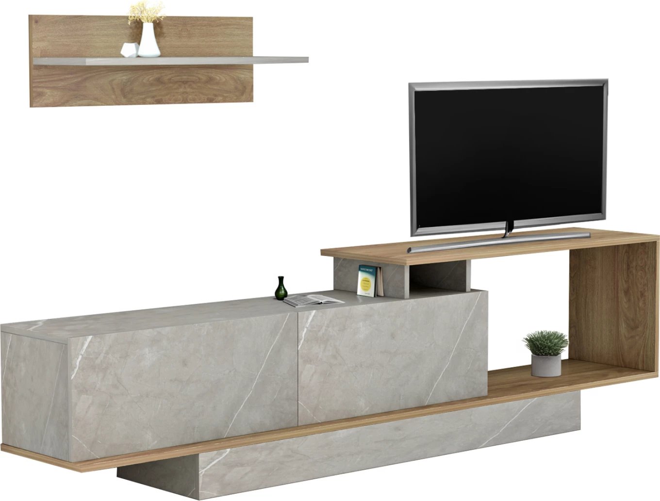 Set mobiljesh për TV GARCELLE, teksturë guri, FH8904.14, 180x29,6x45H cm