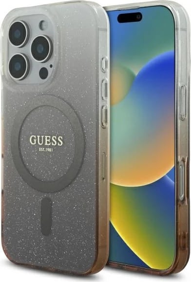 Mbështjellës Guess IML Glitter Gradient MagSafe për iPhone 16 Pro, Kafe Mbështjellës Guess IML Glitter Gradient MagSafe për iPhone 16 Pro, Kafe