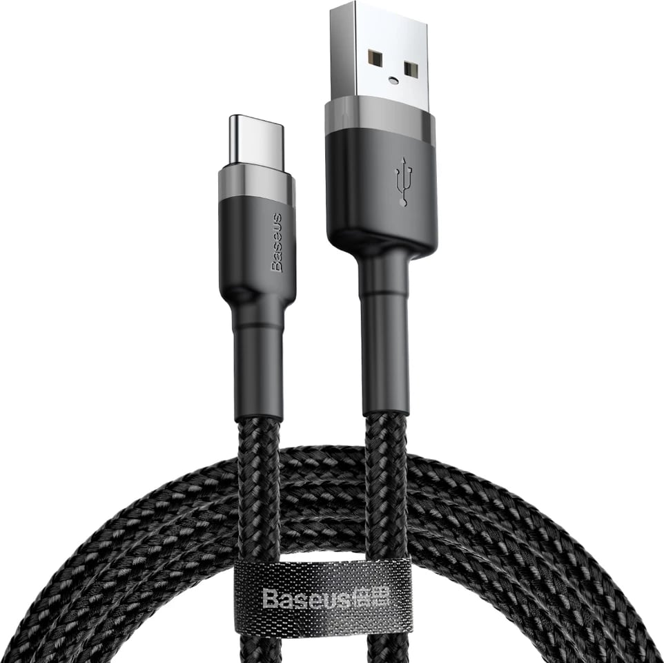 Kabllo Baseus Cafule CATKLF-AG1 USB-A në USB-C, 0.5m, 3A, QC 3.0, e zezë-gri