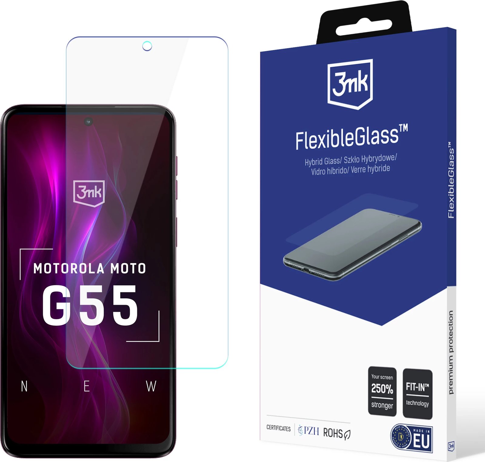 Mbështjellës xhami hibrid 3mk FlexibleGlass për Motorola Moto G55 5G