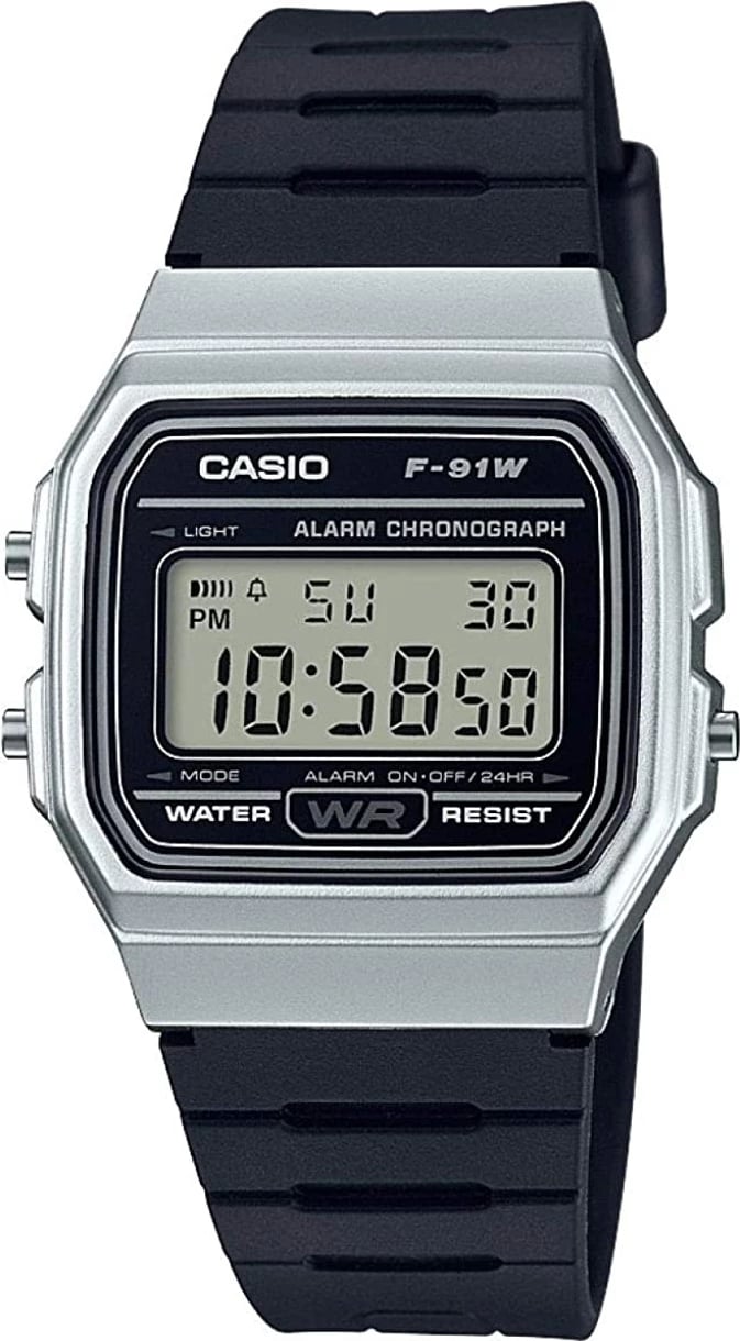 Orë dore unisex Casio F-91, e argjendtë