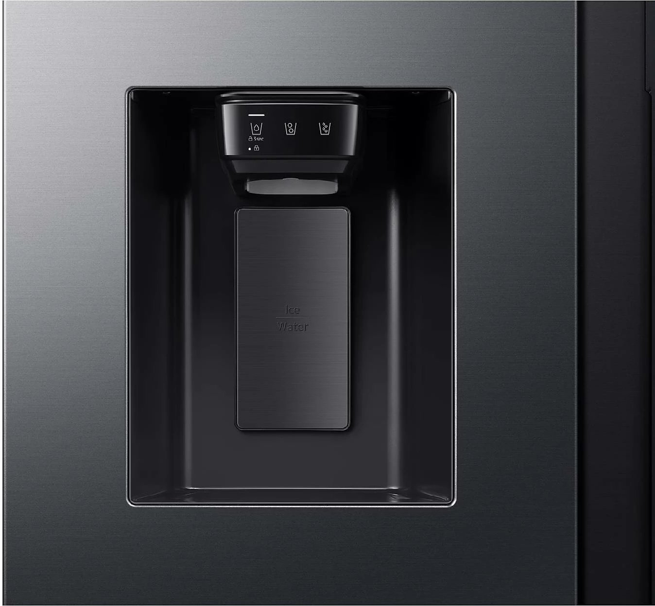 Frigorifer side-by-side Samsung SBS RS70F64KETEO 635 L, dispenser ujë dhe akull, Wi‑Fi SmartThings, AI Energy, klasë E, e zezë matte metal