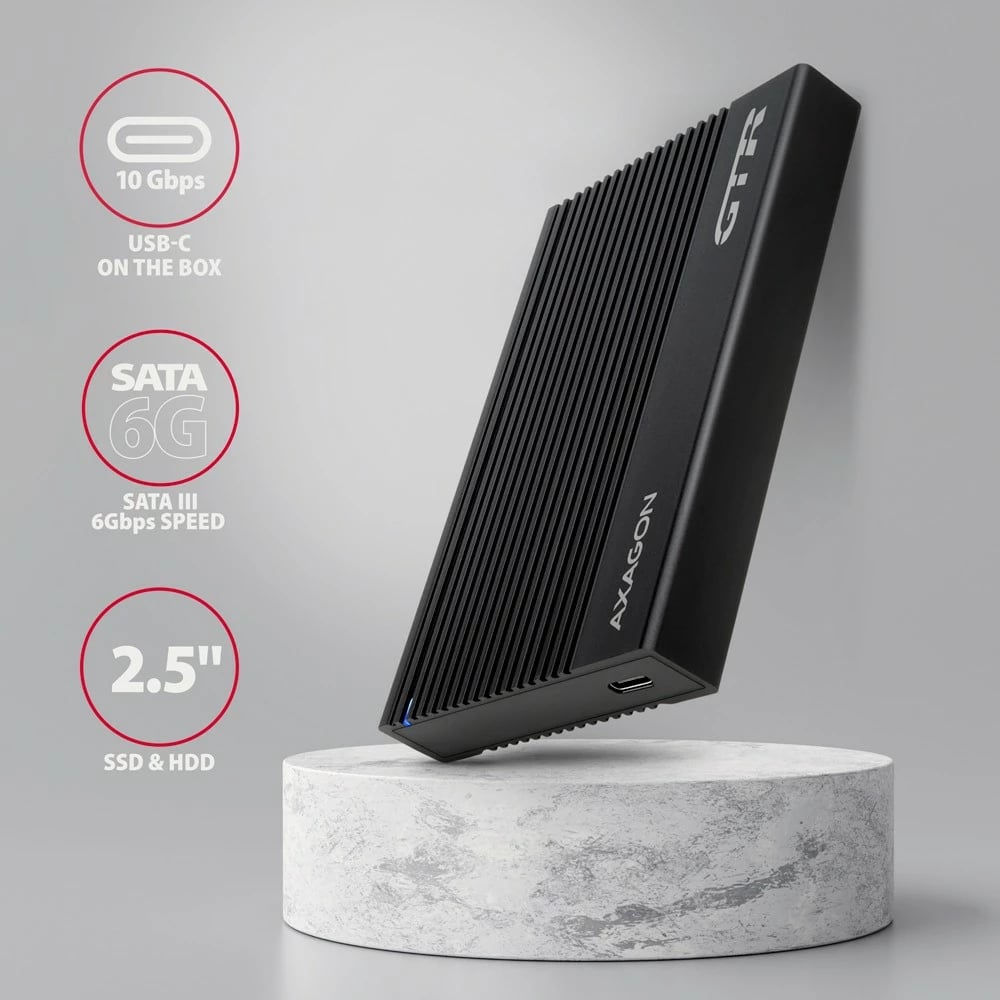 Kasë e jashtme AXAGON EE25-GTR për SSD/HDD 2.5", USB 3.2 Gen 2, e zezë