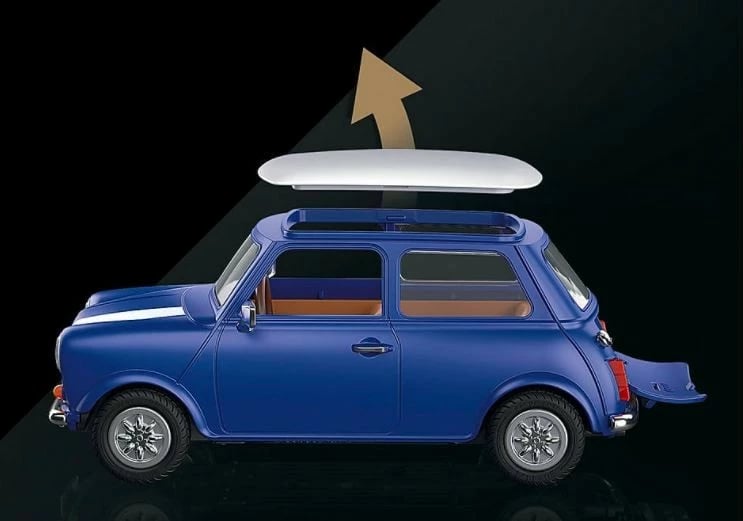 Set lodrash Playmobil Mini Cooper 70921 me 3 figurina dhe aksesorë, blu