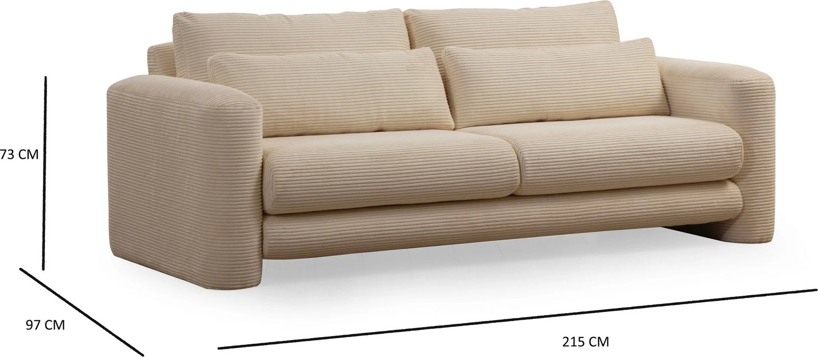 Divan treshe Atelier del Sofa, ngjyrë bezhë, Lily