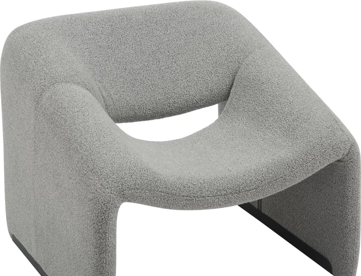 Karrige Clous, pëlhurë bouclé, ngjyrë e hirtë e çelët, 86x77x73.5cm