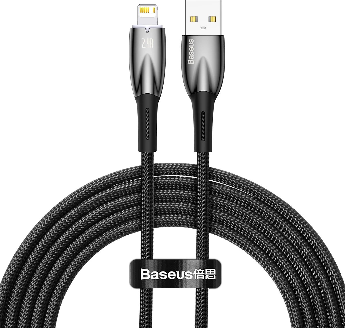 Kabllo Baseus Glimmer Series USB-A në Lightning, 2m, 2.4A, e zezë