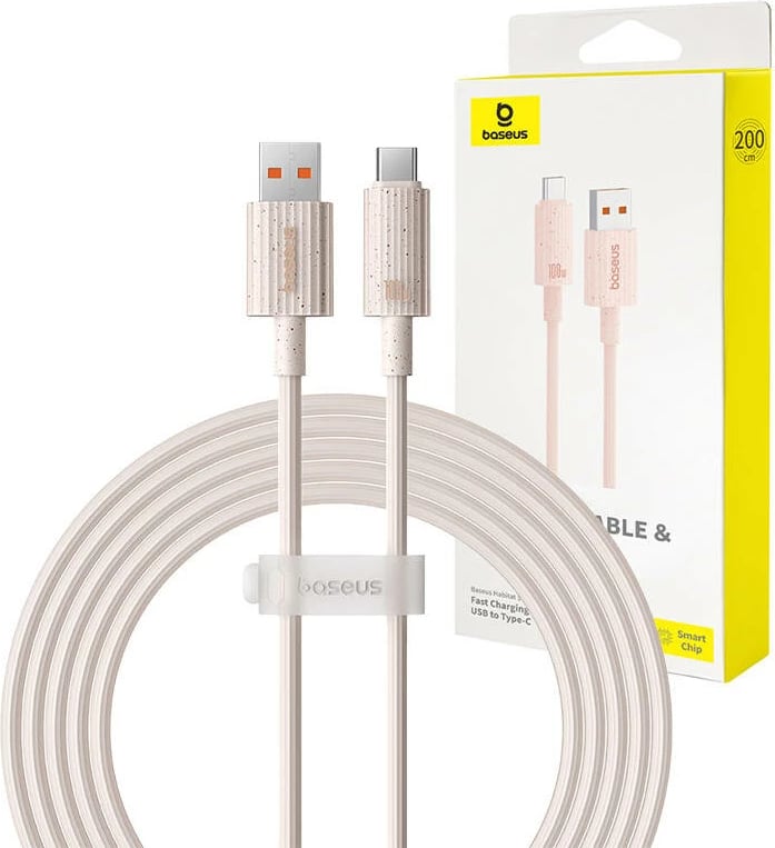 Kabllo karikimi i shpejtë Baseus Habitat Series, USB në USB-C, 2m, 100W, rozë