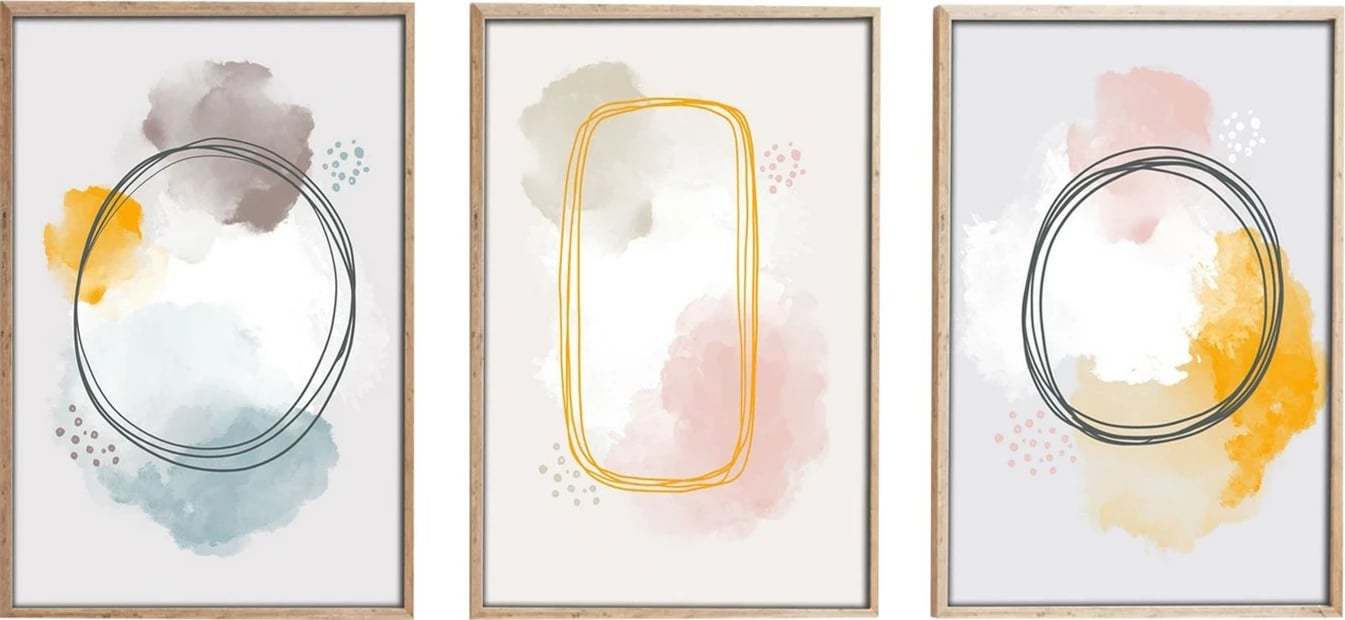 Pikturë dekorative me kornizë, 3 pjesë, MDF, shumëngjyrëshe, Wallity, Huhu125, 70x50cm