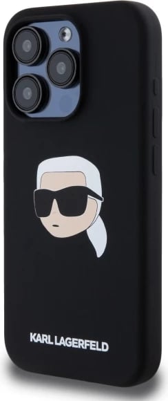 Mbështjellës Karl Lagerfeld KLHMP15XSKHPPLK për iPhone 15 Pro Max 6.7", silikon, MagSafe, i zi