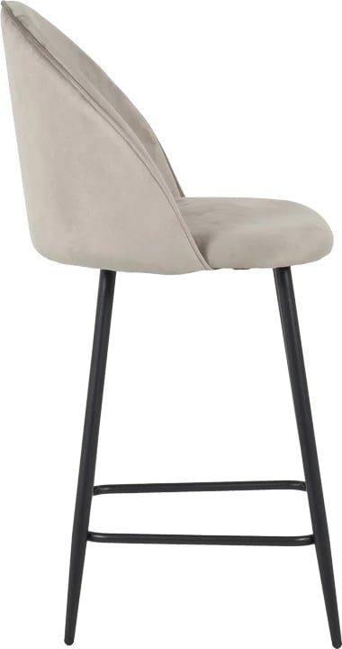 Karrige për bar Perch, kadife gri, këmbë metalike të zeza, 50x43x99cm, set prej 2 copash