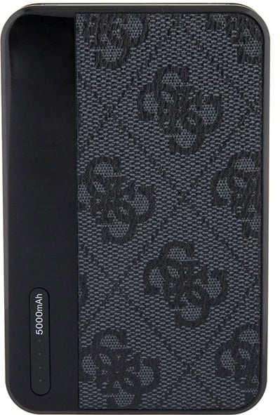 Powerbank Guess GUPB5LP4GEGK 5000mAh, 15W, 4G Leather Metal Logo, e zezë