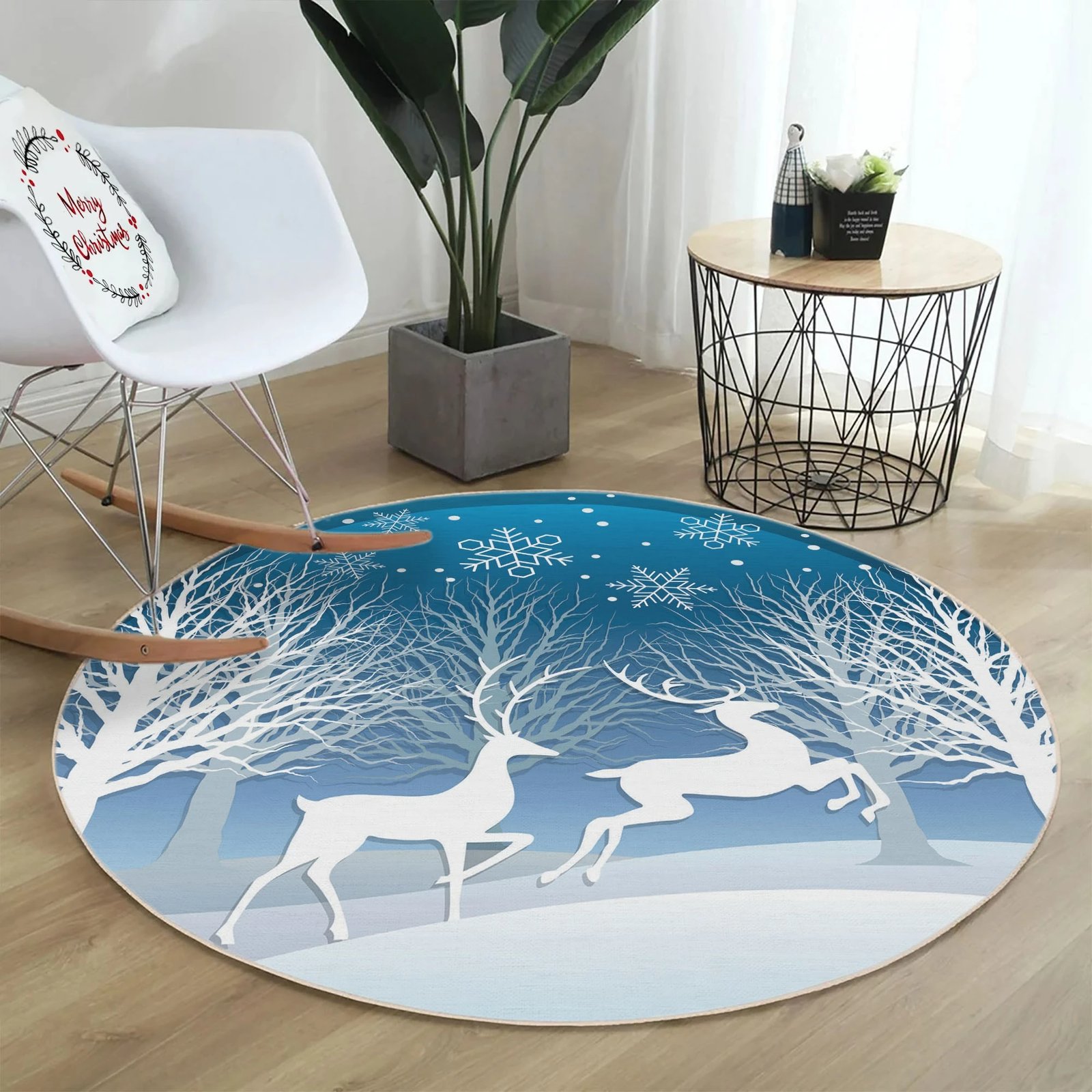 Qilim rrumbullak, ngjyrë kaltër e bardhë, Conceptum Hypnose, Woopamuk450, 150cm