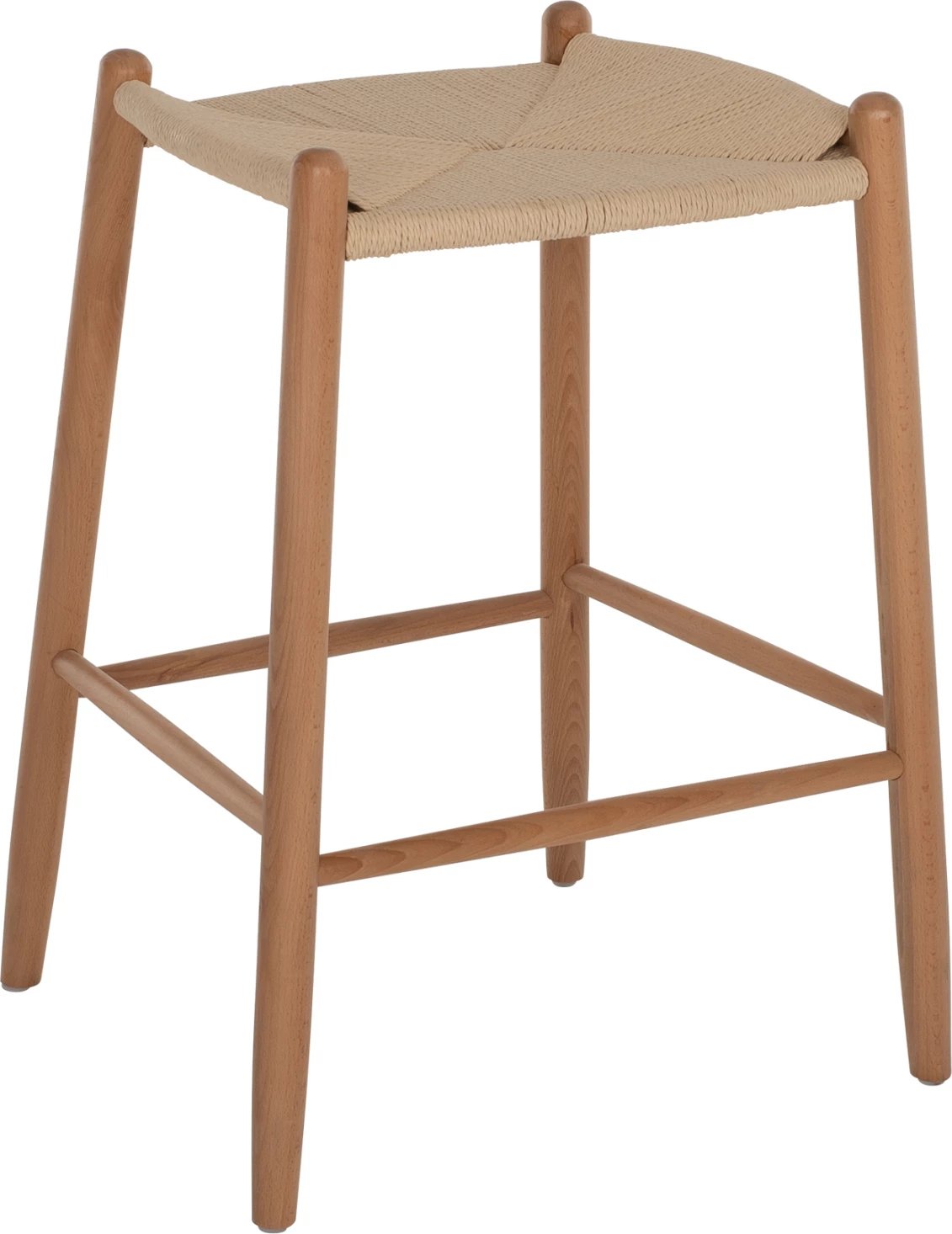 Karrige për bar, lartësi mesatare, dru ahu dhe litar, 44x46x65H cm, FH9321.01