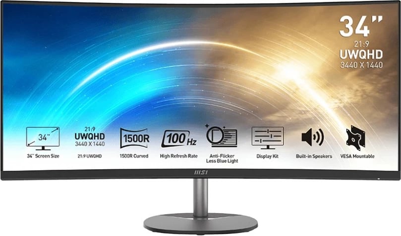Monitor MSI PRO MP341CQDE, 34", UltraWide Quad HD, i zi