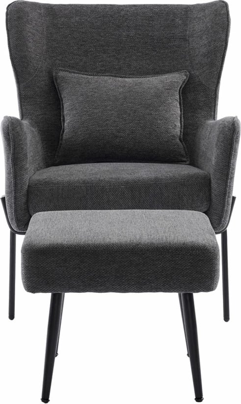 Set ulëse relaksuese me stol, ngjyrë gri e errët, 84x74x97.5