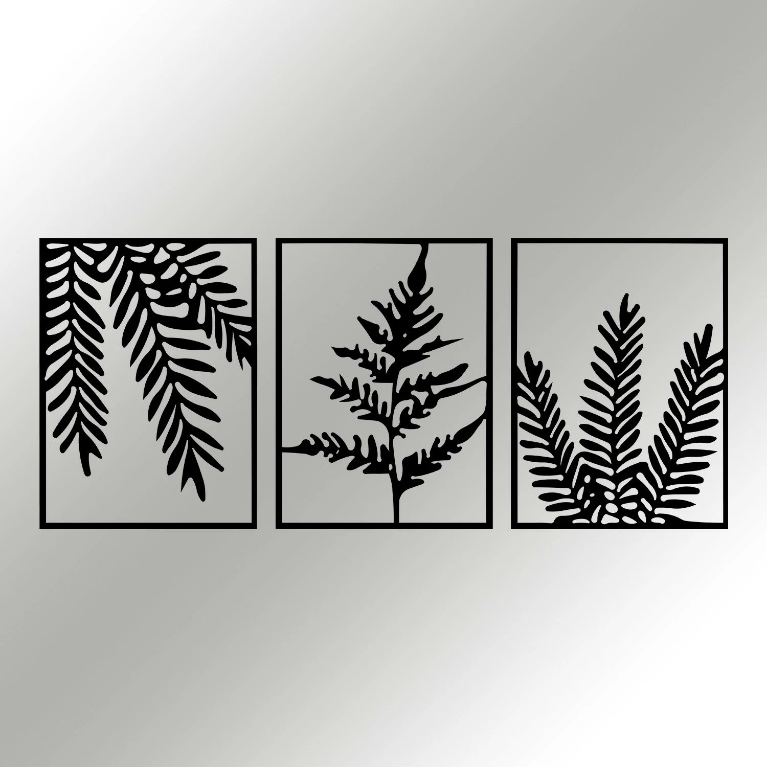 Aksesor dekorativ metalik për mur, Wallity Yakomoz, set prej 3 pjesësh, ngjyrë e zezë, 118x50cm