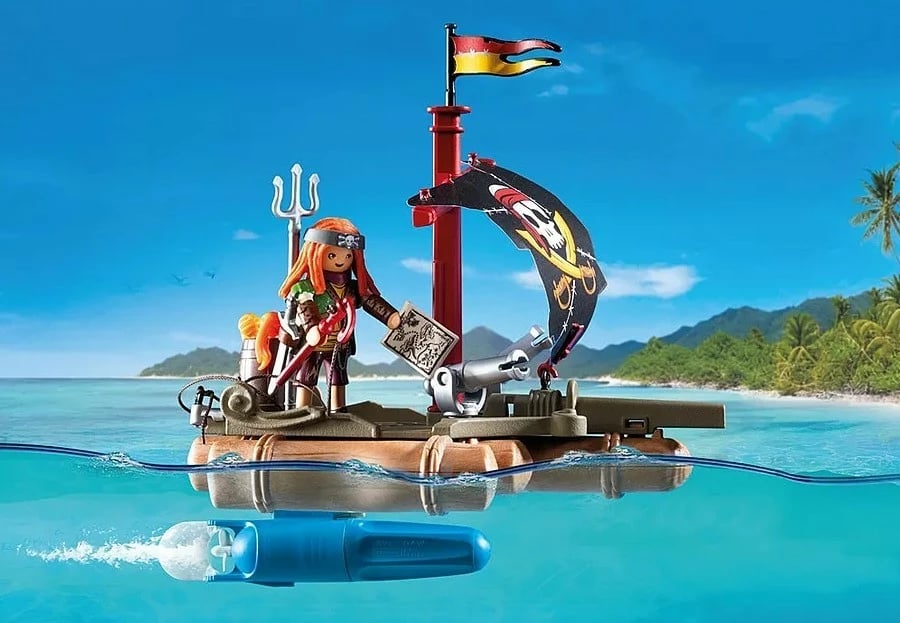 Set figurina piratë Playmobil 71794 Pirate Raft me thesar, 41 pjesë